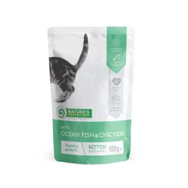 Nature's Protection Kitten Ocean fish &amp; Chicken Вологий корм для кошенят з океанічною рибою і куркою, 100 г
