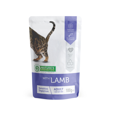 Nature's Protection Adult cats Sensitive digestion Lamb Вологий корм для котів з чутливим травленням з ягням, 100 г