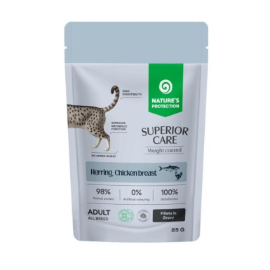 Nature's Protection Superior Care Weight Control Grain Free Adult Cats with Herring and Chicken Breast Вологий корм для котів для контролю ваги з оселедцем і куркою, 85 г